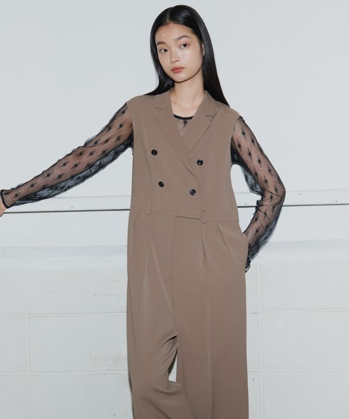ANDRESD(アンドレスド)の「【2点セットアイテム】テーラーカラーオールインワン / tailor collar all in one dress(パンツドレス・レディース・グレー/ブラック/カーキ・S/M/L)」の11枚目の写真