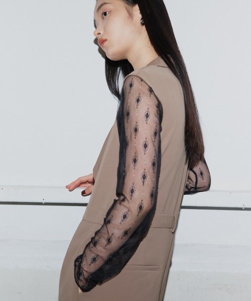 ANDRESD(アンドレスド)の「【2点セットアイテム】テーラーカラーオールインワン / tailor collar all in one dress(パンツドレス・レディース・グレー/ブラック/カーキ・S/M/L)」の12枚目の写真