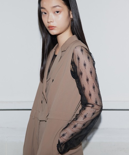 ANDRESD(アンドレスド)の「【2点セットアイテム】テーラーカラーオールインワン / tailor collar all in one dress(パンツドレス・レディース・グレー/ブラック/カーキ・S/M/L)」の9枚目の写真