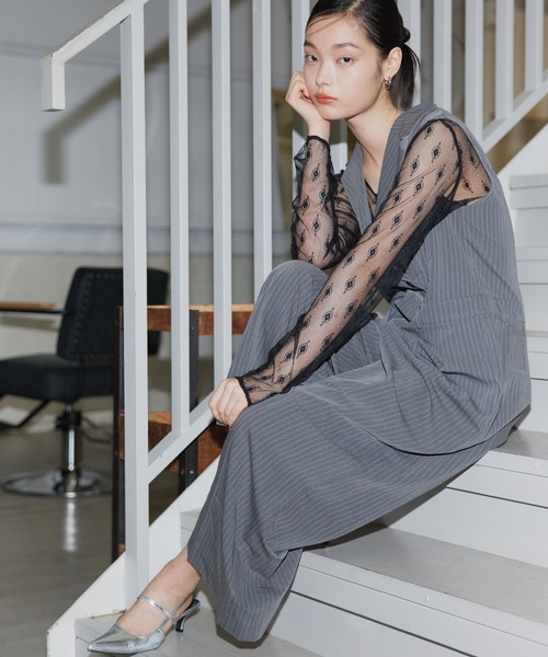 ANDRESD(アンドレスド)の「【2点セットアイテム】テーラーカラーオールインワン / tailor collar all in one dress(パンツドレス・レディース・グレー/ブラック/カーキ・S/M/L)」の22枚目の写真
