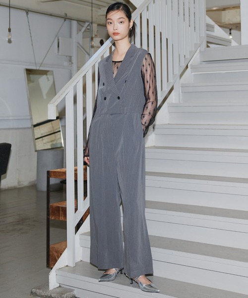 ANDRESD(アンドレスド)の「【2点セットアイテム】テーラーカラーオールインワン / tailor collar all in one dress(パンツドレス・レディース・グレー/ブラック/カーキ・S/M/L)」の16枚目の写真
