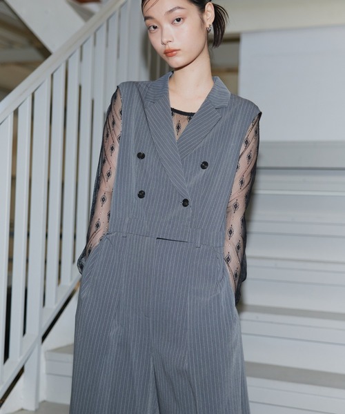 ANDRESD(アンドレスド)の「【2点セットアイテム】テーラーカラーオールインワン / tailor collar all in one dress(パンツドレス・レディース・グレー/ブラック/カーキ・S/M/L)」の20枚目の写真