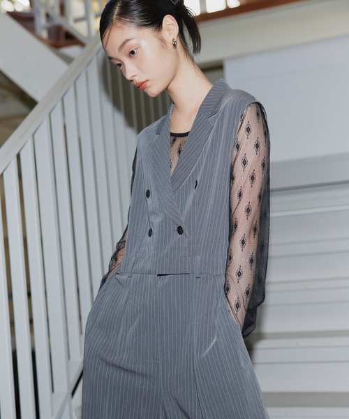 ANDRESD(アンドレスド)の「【2点セットアイテム】テーラーカラーオールインワン / tailor collar all in one dress(パンツドレス・レディース・グレー/ブラック/カーキ・S/M/L)」の21枚目の写真