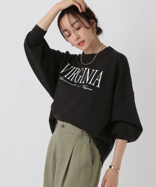 Elura(エルーラ)の「<WEB限定カラーあり>毛玉しらずロゴプルオーバー/571787(Tシャツ/カットソー・レディース・ダークブラウン/グリーン/ネイビー/ブラック/グレイッシュベージュ・FREE)」の6枚目の写真