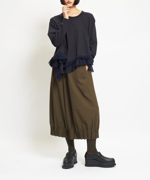 gomme(ゴム)の「ウォームPツイル ジャムタックパンツ(その他パンツ・レディース・ブラック/カーキ/パープル・MEDIUM)」の9枚目の写真