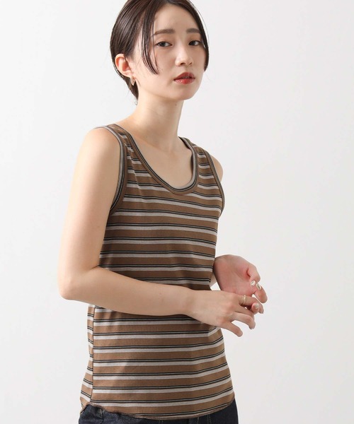 Gready Brilliant(グレディブリリアン)の「ランダムリブボーダータンク(タンクトップ・レディース・ブラック系/ブラウン系・FREE)」の2枚目の写真