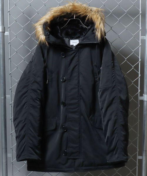 ANPAS(アンパス)の「Poly Twill Military Parka N-3B Type Jacket/ポリツイルN-3B ミリタリージャケット ナイロンジャケット パーカー メンズ レディース アウター(ミリタリージャケット・メンズ・ブラック/カーキ・M/L/LL)」の2枚目の写真