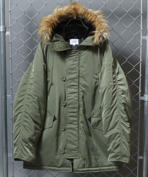 ANPAS(アンパス)の「Poly Twill Military Parka N-3B Type Jacket/ポリツイルN-3B ミリタリージャケット ナイロンジャケット パーカー メンズ レディース アウター(ミリタリージャケット・メンズ・ブラック/カーキ・M/L/LL)」の4枚目の写真