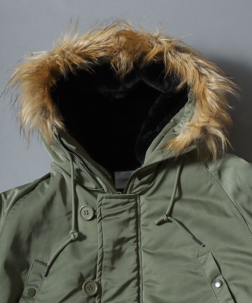 ANPAS(アンパス)の「Poly Twill Military Parka N-3B Type Jacket/ポリツイルN-3B ミリタリージャケット ナイロンジャケット パーカー メンズ レディース アウター(ミリタリージャケット・メンズ・ブラック/カーキ・M/L/LL)」の11枚目の写真