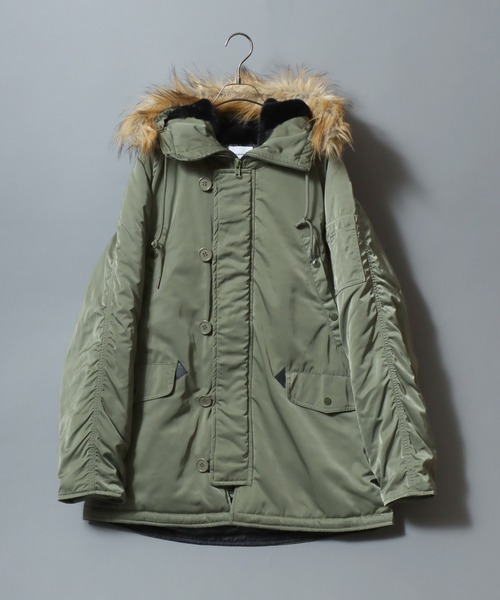 ANPAS(アンパス)の「Poly Twill Military Parka N-3B Type Jacket/ポリツイルN-3B ミリタリージャケット ナイロンジャケット パーカー メンズ レディース アウター(ミリタリージャケット・メンズ・ブラック/カーキ・M/L/LL)」の6枚目の写真