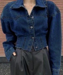 semplice（センプリチェ）の「ターンダウンカラー ショート デニムアウター（デニムジャケット）」