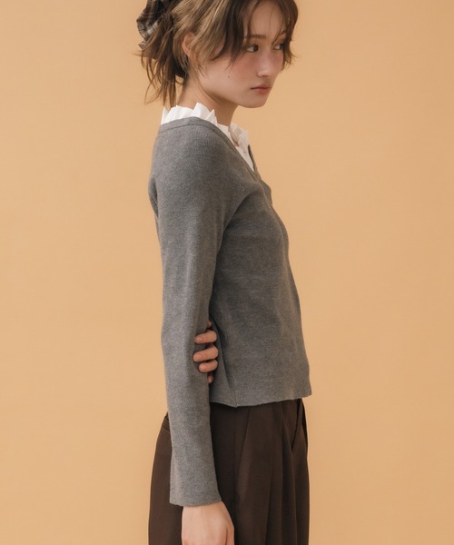 HEILIS(ヘイリス)の「2WAYフリルニットトップス(ニット/セーター・レディース・ネイビー/グレー・FREE)」の5枚目の写真