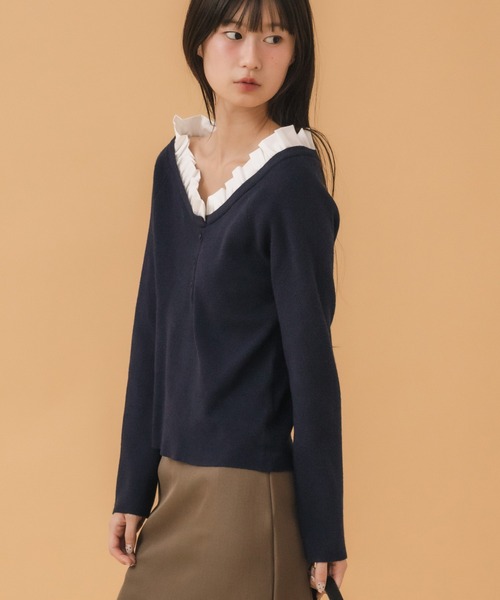 HEILIS(ヘイリス)の「2WAYフリルニットトップス(ニット/セーター・レディース・ネイビー/グレー・FREE)」の19枚目の写真
