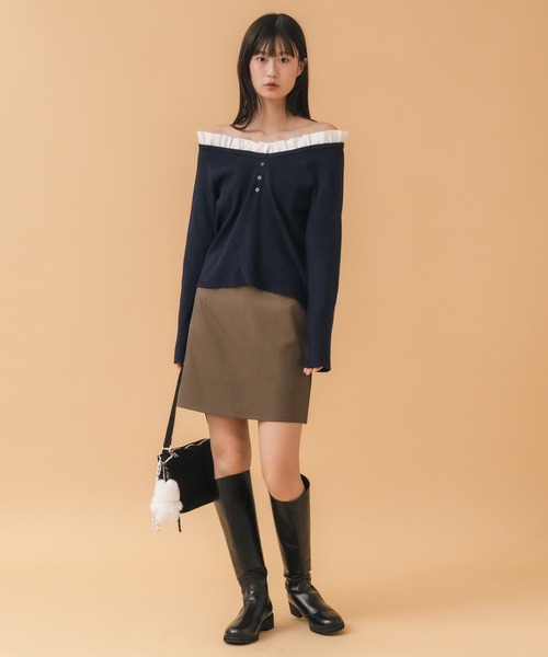 HEILIS(ヘイリス)の「2WAYフリルニットトップス(ニット/セーター・レディース・ネイビー/グレー・FREE)」の21枚目の写真