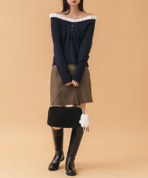 HEILIS(ヘイリス)の「2WAYフリルニットトップス(ニット/セーター・レディース・ネイビー/グレー・FREE)」の22枚目の写真
