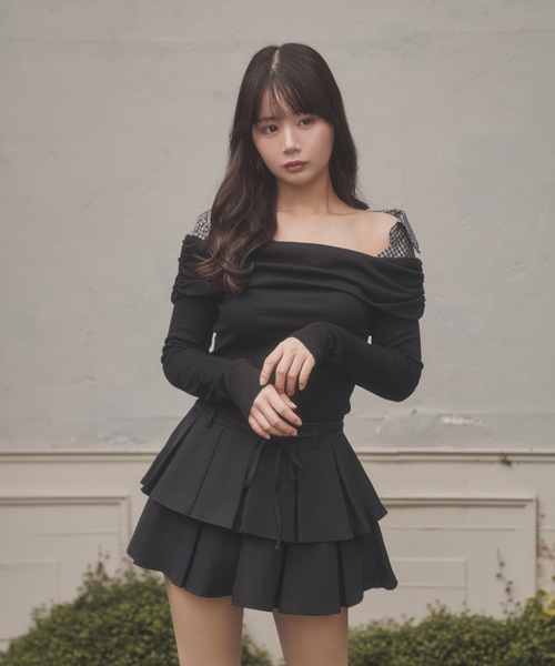 M DOLLY(エムドリー)の「check shirt docking nero tops/チェックシャツドッキングネロトップス(Tシャツ/カットソー・レディース・グレー/ブラック・FREE)」の3枚目の写真