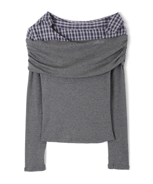 M DOLLY(エムドリー)の「check shirt docking nero tops/チェックシャツドッキングネロトップス(Tシャツ/カットソー・レディース・グレー/ブラック・FREE)」の12枚目の写真
