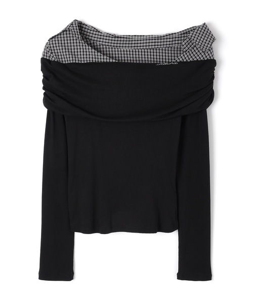 M DOLLY(エムドリー)の「check shirt docking nero tops/チェックシャツドッキングネロトップス(Tシャツ/カットソー・レディース・グレー/ブラック・FREE)」の13枚目の写真