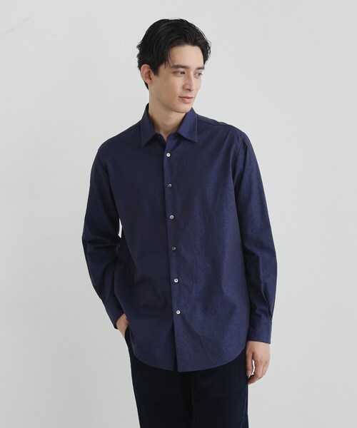 TAKEO KIKUCHI(タケオキクチ)の「ランダムロゴ ドビーシャツ(シャツ/ブラウス・メンズ・ネイビー/モスグリーン・04/03/02)」の2枚目の写真