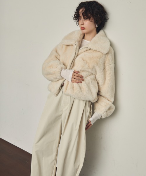 セール】エコミンクファーショートブルゾン（ブルゾン）｜Trish