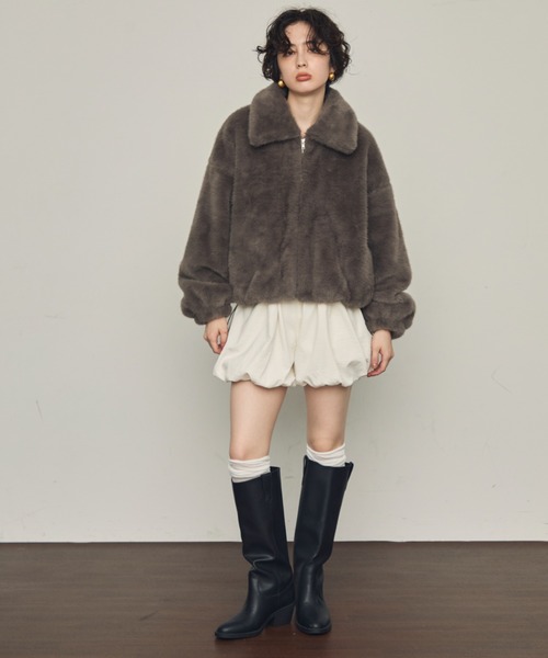 THARDMAGAZINE サードマガジン　ミンク調エコファーショートブルゾンM THARDMAGAZINE サードマガジン ミンク調エコファーショートブルゾンM