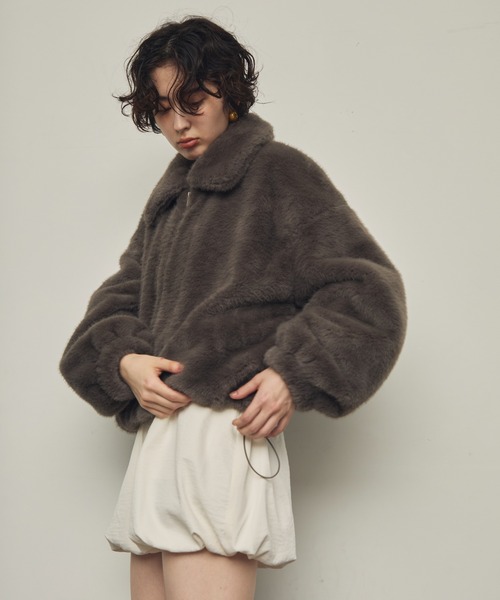 セール】エコミンクファーショートブルゾン（ブルゾン）｜Trish