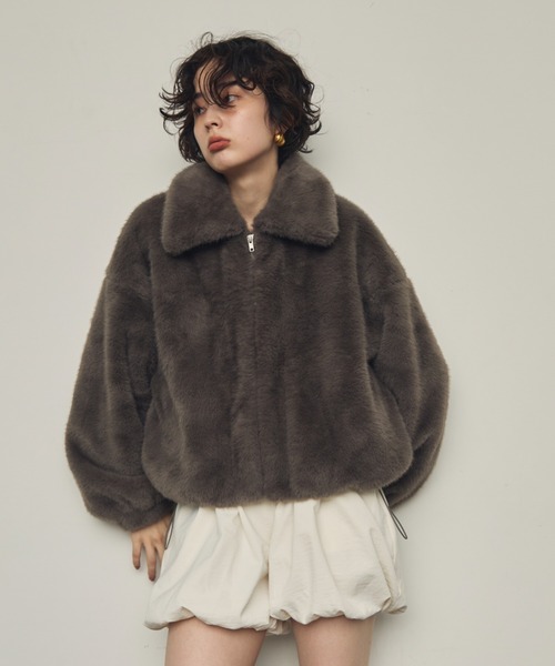 THARDMAGAZINE サードマガジン　ミンク調エコファーショートブルゾンM THARDMAGAZINE サードマガジン ミンク調エコファーショートブルゾンM