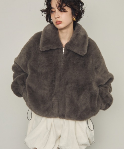 セール】エコミンクファーショートブルゾン（ブルゾン）｜Trish