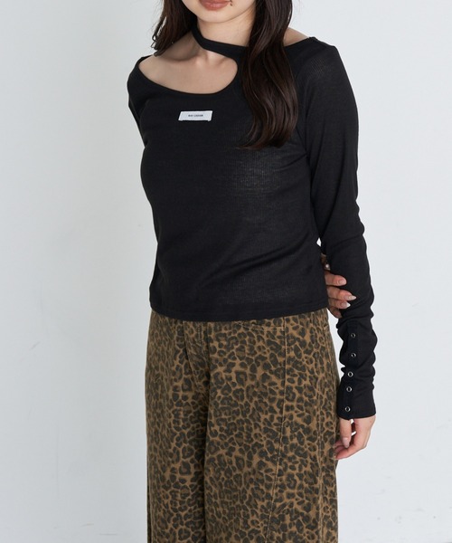 RAY CASSIN(レイカズン)の「デザインシアーロングTシャツ(Tシャツ/カットソー・レディース・カーキ/ブラック/ホワイト/グレー系その他2・FREE)」の13枚目の写真