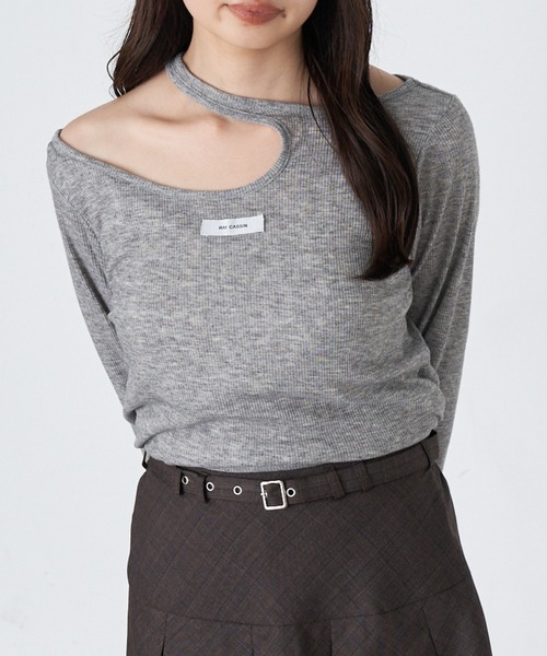 RAY CASSIN(レイカズン)の「デザインシアーロングTシャツ(Tシャツ/カットソー・レディース・カーキ/ブラック/ホワイト/グレー系その他2・FREE)」の6枚目の写真