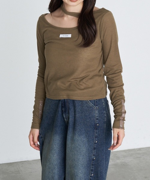 RAY CASSIN(レイカズン)の「デザインシアーロングTシャツ(Tシャツ/カットソー・レディース・カーキ/ブラック/ホワイト/グレー系その他2・FREE)」の22枚目の写真