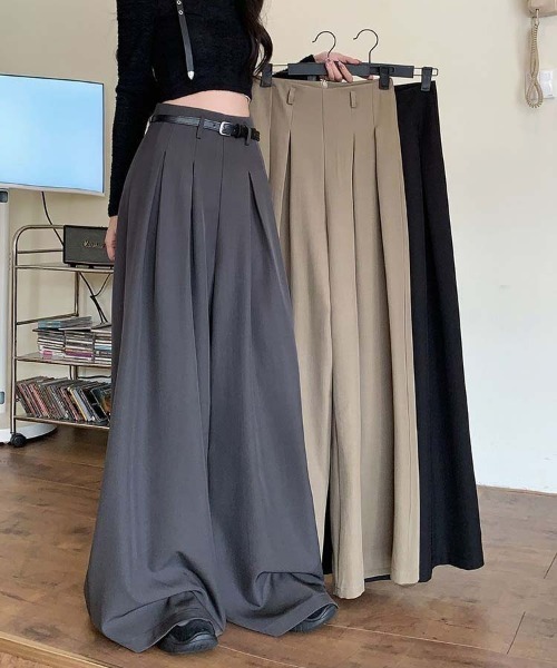 WEGO(ウィゴー)の「WEGO/ダブルタックワイドストレートパンツ(スラックス・レディース・ベージュ/グレー/ブラック・LARGE/MEDIUM)」の13枚目の写真