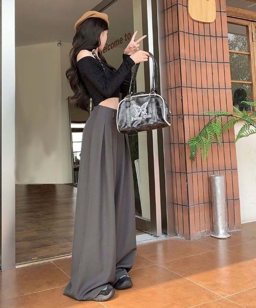 WEGO(ウィゴー)の「WEGO/ダブルタックワイドストレートパンツ(スラックス・レディース・ベージュ/グレー/ブラック・LARGE/MEDIUM)」の11枚目の写真