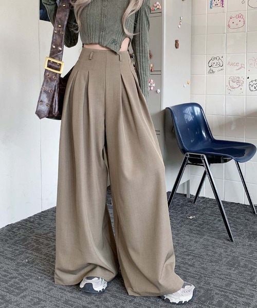 WEGO(ウィゴー)の「WEGO/ダブルタックワイドストレートパンツ(スラックス・レディース・ベージュ/グレー/ブラック・LARGE/MEDIUM)」の20枚目の写真