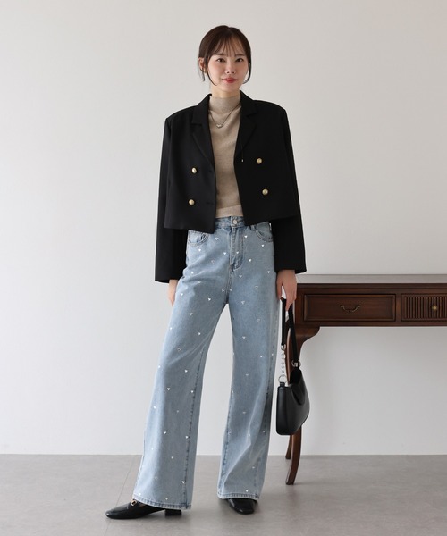 BLUEEAST（ブルーイースト）の「金ボタンショートテーラードジャケット（テーラードジャケット・レディース・ブラック/グレー/ブラウン・MEDIUM/LARGE）」の13枚目の写真