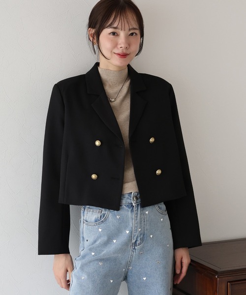 BLUEEAST（ブルーイースト）の「金ボタンショートテーラードジャケット（テーラードジャケット・レディース・ブラック/グレー/ブラウン・MEDIUM/LARGE）」の21枚目の写真
