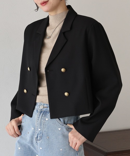 BLUEEAST（ブルーイースト）の「金ボタンショートテーラードジャケット（テーラードジャケット・レディース・ブラック/グレー/ブラウン・MEDIUM/LARGE）」の20枚目の写真