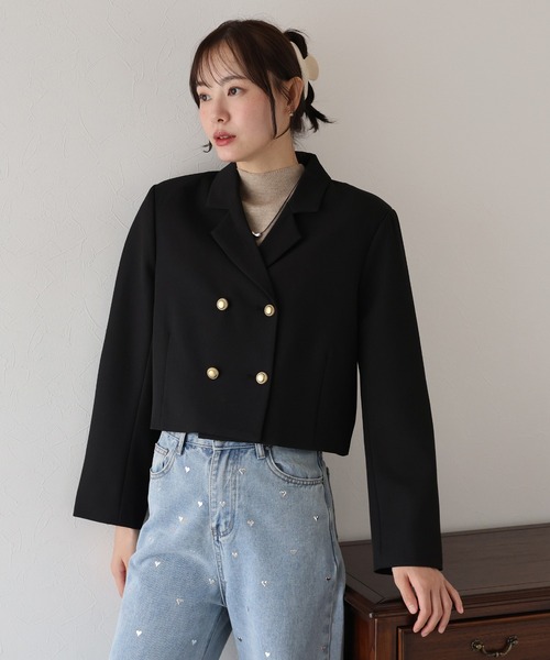 BLUEEAST（ブルーイースト）の「金ボタンショートテーラードジャケット（テーラードジャケット・レディース・ブラック/グレー/ブラウン・MEDIUM/LARGE）」の17枚目の写真