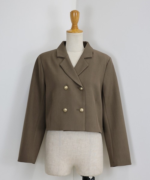BLUEEAST（ブルーイースト）の「金ボタンショートテーラードジャケット（テーラードジャケット・レディース・ブラック/グレー/ブラウン・MEDIUM/LARGE）」の8枚目の写真
