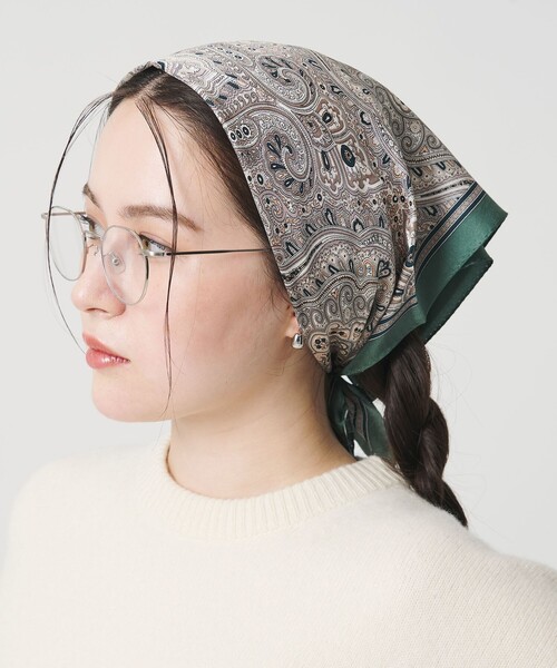 BEAUTY&YOUTH UNITED ARROWS(ビューティーアンドユースユナイテッドアローズ)の「シルク ペイズリー スカーフ(バンダナ/スカーフ・レディース・ケリーグリーン/シャーベット・FREE)」の1枚目の写真
