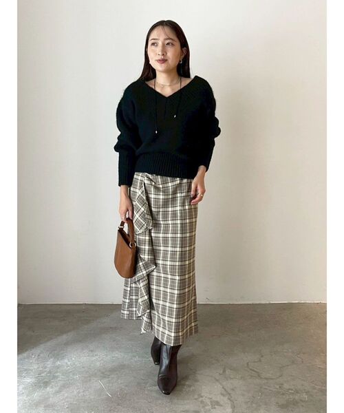 LAGUNAMOON（ラグナムーン）の「チェックラッフルスカート（スカート・レディース・ブラウン/グレー・SMALL/MEDIUM）」の21枚目の写真