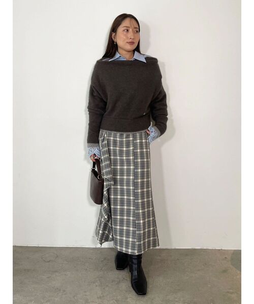 LAGUNAMOON（ラグナムーン）の「チェックラッフルスカート（スカート・レディース・ブラウン/グレー・SMALL/MEDIUM）」の5枚目の写真