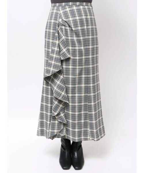 LAGUNAMOON（ラグナムーン）の「チェックラッフルスカート（スカート・レディース・ブラウン/グレー・SMALL/MEDIUM）」の6枚目の写真