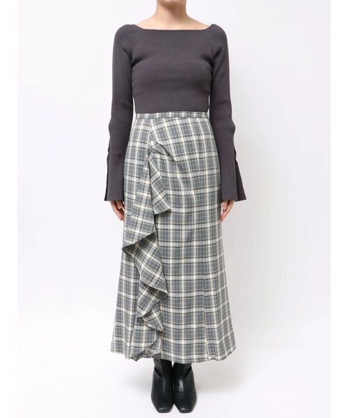 LAGUNAMOON（ラグナムーン）の「チェックラッフルスカート（スカート・レディース・ブラウン/グレー・SMALL/MEDIUM）」の13枚目の写真