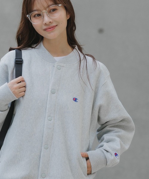 Champion スタジャン 袖本革XL ネイビー/グレー z-craft_2433-0408