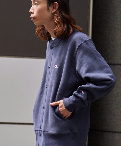 Champion（チャンピオン）の「Champion/チャンピオン RW SNAP SWEATSHIRT リバースウィーブ(R) スナップスウェットスタジャン（スタジャン・メンズ・ダークネイビー/グレー/ブラック・XL/L/M）」の8枚目の写真