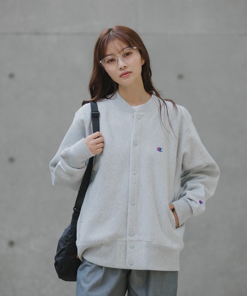 Champion（チャンピオン）の「Champion/チャンピオン RW SNAP SWEATSHIRT リバースウィーブ(R) スナップスウェットスタジャン（スタジャン・メンズ・ダークネイビー/グレー/ブラック・XL/L/M）」の16枚目の写真
