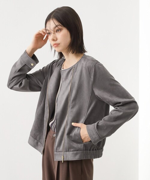 THE SHOP TK （ザ ショップ ティーケー ）の「スエードライク ライダースジャケット（ライダースジャケット・レディース・スミクロ/ナチュラル・12/13）」の4枚目の写真