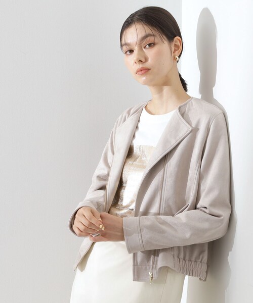 THE SHOP TK （ザ ショップ ティーケー ）の「スエードライク ライダースジャケット（ライダースジャケット・レディース・スミクロ/ナチュラル・12/13）」の8枚目の写真