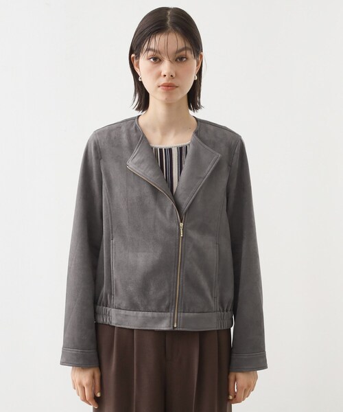 THE SHOP TK （ザ ショップ ティーケー ）の「スエードライク ライダースジャケット（ライダースジャケット・レディース・スミクロ/ナチュラル・12/13）」の11枚目の写真